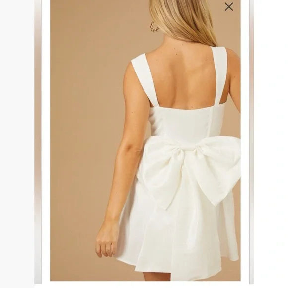 Altar’d State White Bow Mini Dress Sz M - Picture 16 of 16